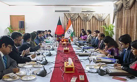 &nbsp;Foreign Secretary Vikram Misri during talks with his Bangladeshi counterpart Mohammad Jashim Uddin and other delegates