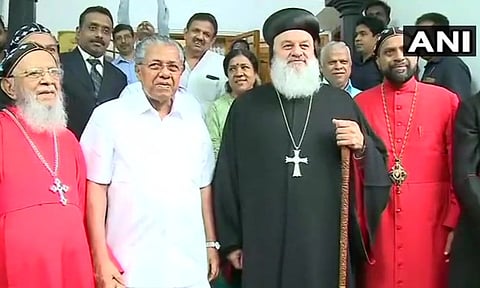 Patriarch of the Syrian Orthodox Church, Ignatius Aphrem II meeting Kerala Chief Minister Pinarayi Vijayan in 2018 (ANI File Photo)