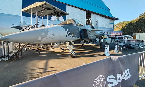 Gripen E at static display at Aero India 2021 at  Yelahanka Air Force Station (Jayantho Sengupta)