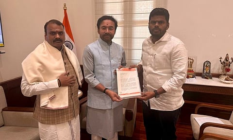 K Annamalai with G Kishan Reddy&nbsp;