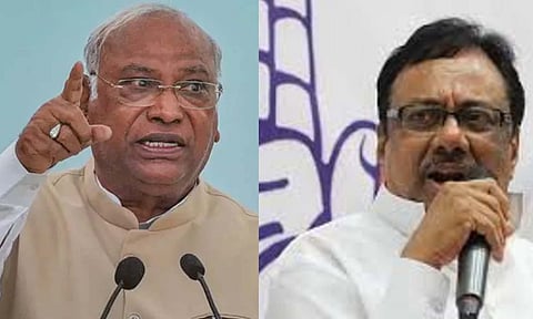 (L-R) AICC president Mallikarjuna Kharge; EVKS Elangovan&nbsp;