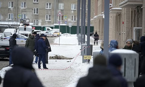 Investigates work at the place where Lt. General Igor Kirillov, the head of Russia's Nuclear, Biological, and Chemical Defence Forces was killed (AP)