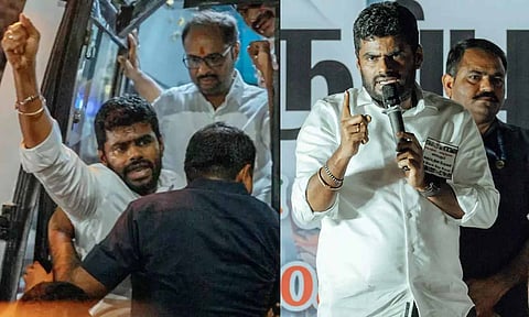 BJP leader Annamalai during the protest (Maalaimalar)&nbsp;