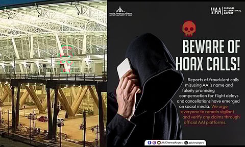 Chennai Airport: Awareness poster of the Hoax Calls
