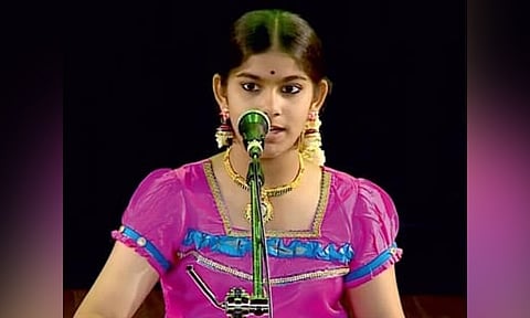 Janane Narayanan, a 14-year-old Harikatha artiste and Carnatic music student from Chengalpattu&nbsp;