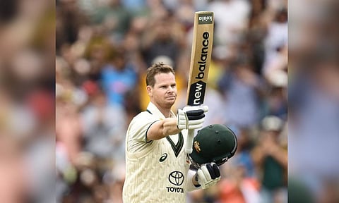 Steve Smith celebrating his century at the MCG (X)