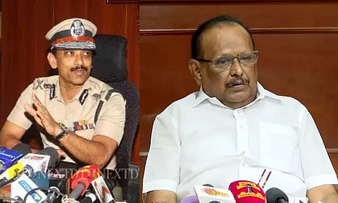 &nbsp;(L-R) Police Commissioner A Arun; Law Minister S Regupathy&nbsp;