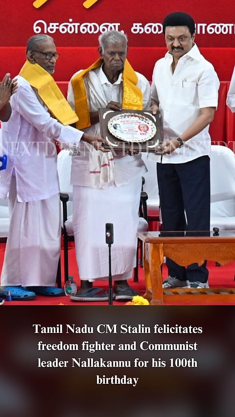 Tamil Nadu CM Stalin felicitates freedom fighter and Communist leader Nallakannu for hisÂ 100thÂ birthday
