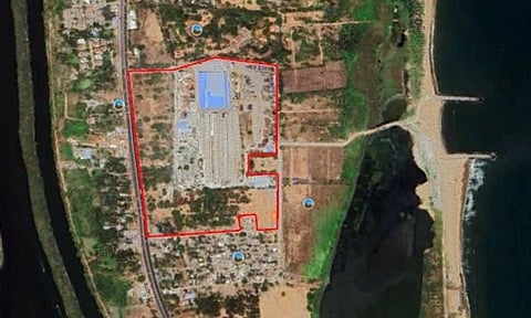 Satellite image of the Kalaignar Convention Centre