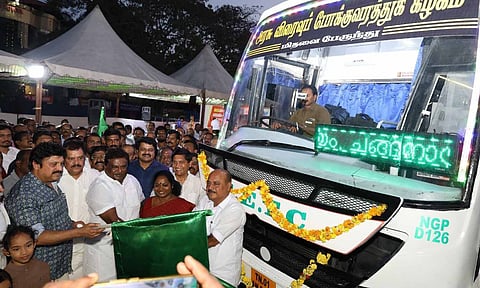 Transport Minister SS Sivasankar on Wednesday flagged off a new ultra-deluxe SETC bus service&nbsp;