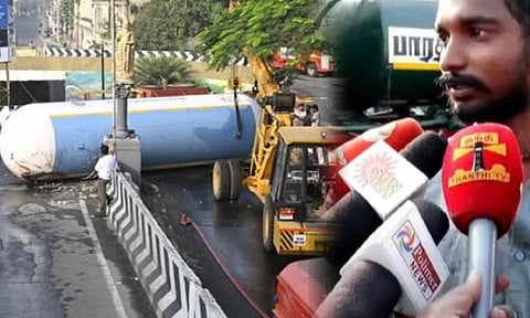 The tanker driver Radhakrishnan (Thanthi TV)