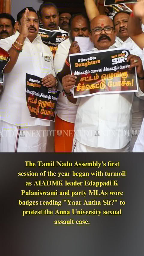 TN Assembly: AIADMK members wear 'Yaar Antha Sir?' badge, raise heat on Anna Univ sexual assault case