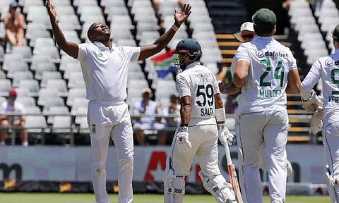 Kagiso Rabada celebrates after a wicket (AP)
