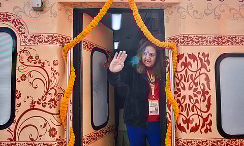 The train started its three-week journey from the Nizamuddin railway station in Delhi (PTI)&nbsp;