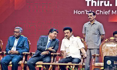 CM Stalin with IT Minister PTR at the Umagine TN 2025 Summit (Photo: Justin George)&nbsp;