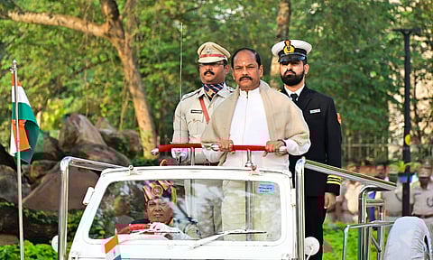Outgoing Odisha governor Raghubar Das inspects a Guard of Honour at Raj Bhavan, in Bhubaneswar (PTI)