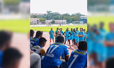 Head coach Owen Coyle addresses the fans during a meet-and-greet event recently&nbsp;