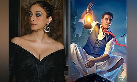 Actress Tabu and Bhooth Bangla poster (Image Source: Instagram/@tabutiful/@akshaykumar)