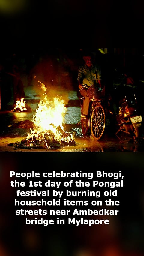 Chennai wakes up to smog, rains as Bhogi Pongal celebrations begin