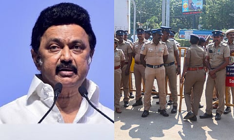 Chief Minister MK Stalin; Image of police personnel used for representational purposes only (File Photo: Hemanathan M)