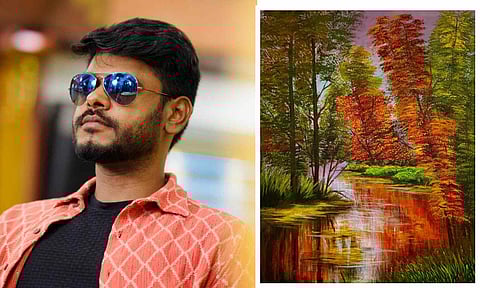 Artist Ruban; His artwork displayed at the exhibition