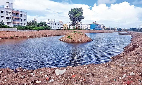 The pond created near the six vent culverts in Velachery&nbsp;