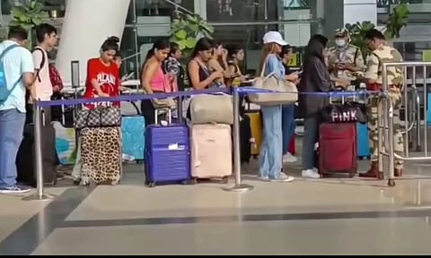 Security checking at Chennai Airport