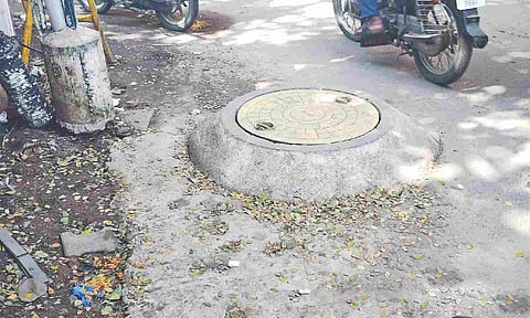 The protruding manhole in Perambur has been an eyesore and also dangerous