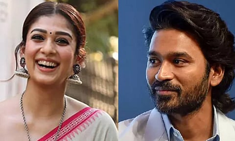 (L-R) Nayanthara; Dhanush