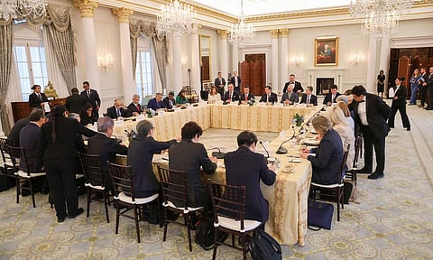 External Affairs Minister S Jaishankar, 2nd left, with Japanese Foreign Minister Takeshi Iwaya, left, US Secretary of State Marco Rubio, 2nd right, and Australia's Penny Wong during a Quad Foreign Ministers meeting (PTI)