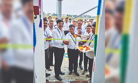 Airport director Gopalakrishnan inaugurates the new navigation system in Tiruchy on Thursday