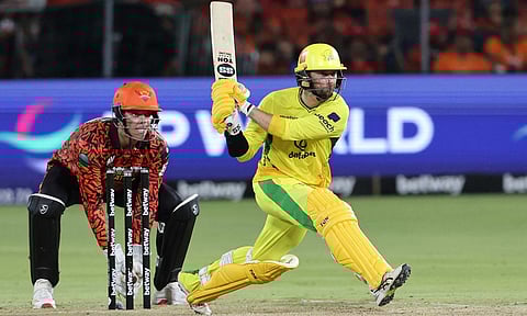 Devon Conway plays a shot during the match