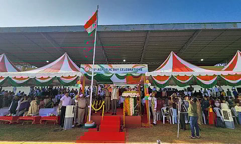 RN Singh, General Manager of Southern Railway unfurls the national flag on Republic Day (Photo: X-@GMSRailway)