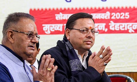 Uttarakhand Chief Minister Pushkar Singh Dhami during an event for implementation of the Uniform Civil Code (PTI)