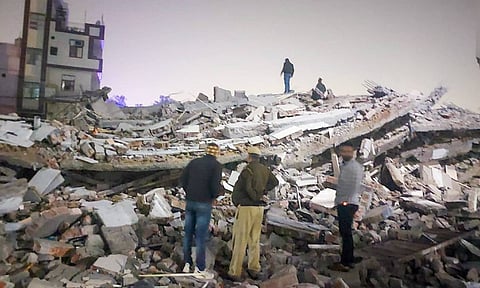 The site of the building collapse in Burari area of New Delhi, Monday, Jan. 27, 2025 (PTI)&nbsp;