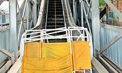 Slow pace of escalator work at Avadi railway station irks passengers