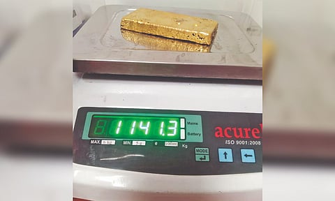 AIU sleuths seized 1.141 kg gold hidden in rectum of a passenger from Malaysia recovered at Tiruchy airport on Thursday