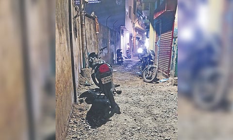 Milled Mottai Garden 3rd Lane filled with rubbles
