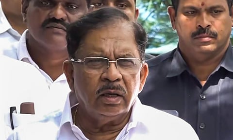 Karnataka Home Minister G Parameshwara addresses the media on actor Darshan Thoogudeepa alleged VIP treatment at Parappana Agrahara Central jail, in Bengaluru (PTI)