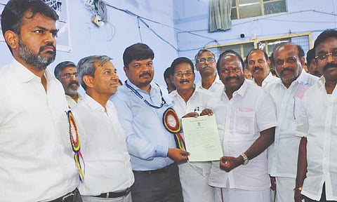 Chandhirakumar receives the election certificate on Saturday