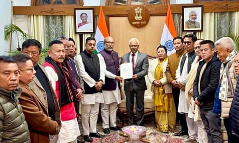 Manipur Chief Minister N Biren Singh submits his resignation to Governor AK Bhalla, in Imphal (PTI)&nbsp;