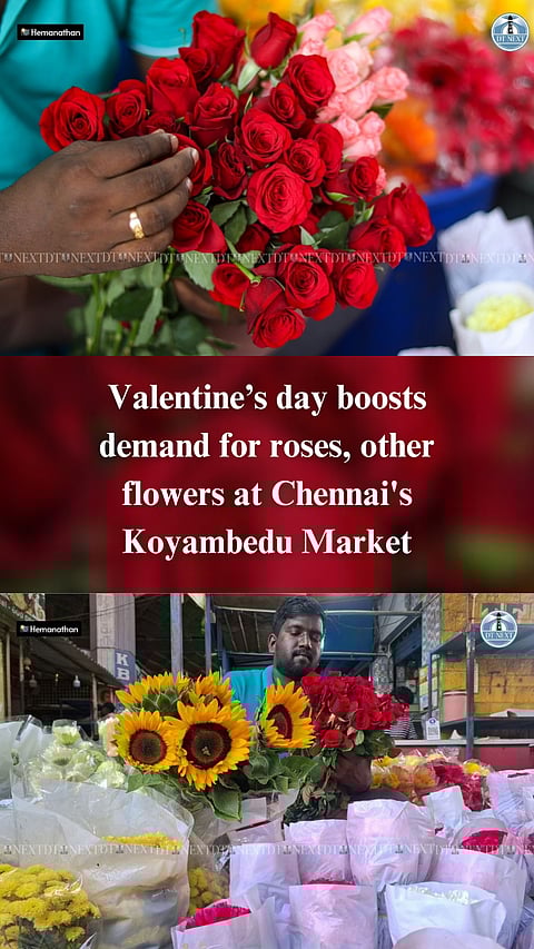 SEE PICS: Valentineâ€™s day boosts demand for roses, other flowers at Chennai's KoyambeduÂ Market