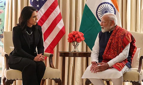 Prime Minister Narendra Modi with USA's Director of National Intelligence, Tulsi Gabbard in Washington DC
