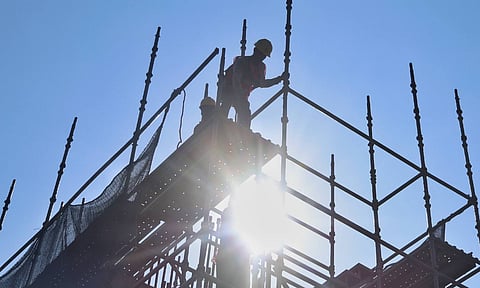 Metro workers working on mid hot day at OMR&nbsp;