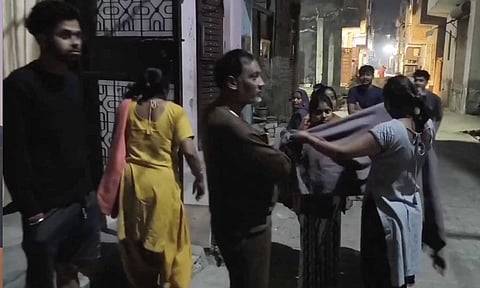 People rushed out of their houses as earthquake tremors hit Delhi-NCR early Monday morning (PTI)