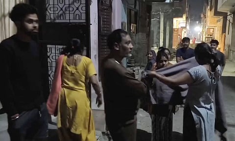 People rushed out of their houses as earthquake tremors hit Delhi-NCR early Monday morning (PTI)