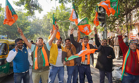 BJP celebration after winning Delhi elections (PTI)