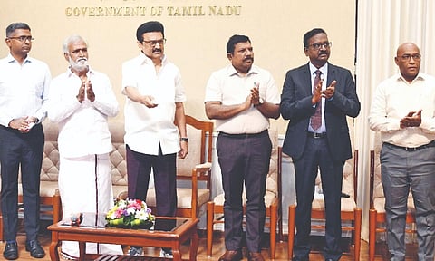 Chief Minister MK Stalin at the virtual inauguration ceremony in Secretariat on Monday