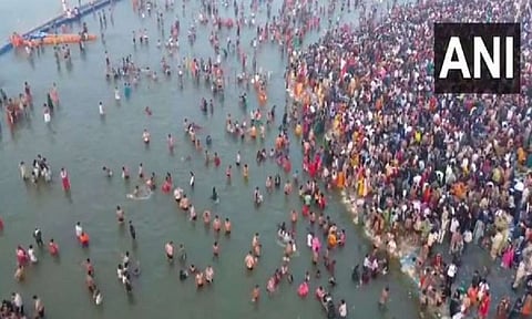 Drone visual from Triveni Sangam at Prayagraj