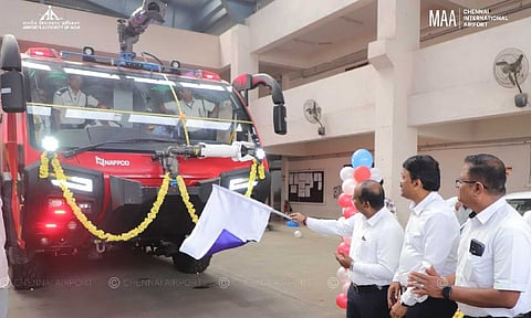 &nbsp;Airport Director CV Deepak inaugurated fire engine vehicles and ambulances at Chennai airport